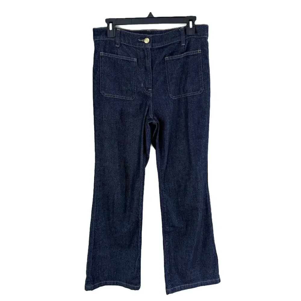 J. Crew Blue Dark Wash High Rise Kickout Jean Women's Size 27 Sailor Pockets